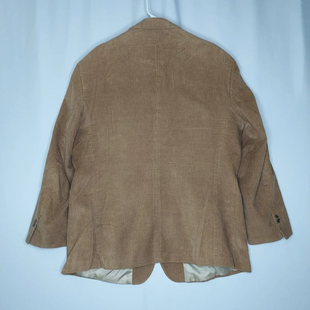 Vtg Corduroy Blazer Jacket Mens 48R Brown Cotton 3-Button‎ Collar Pocket Grandpa